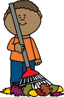 boy with rake